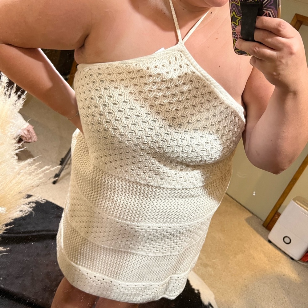 Crochet cream dress - Picture 2 of 2